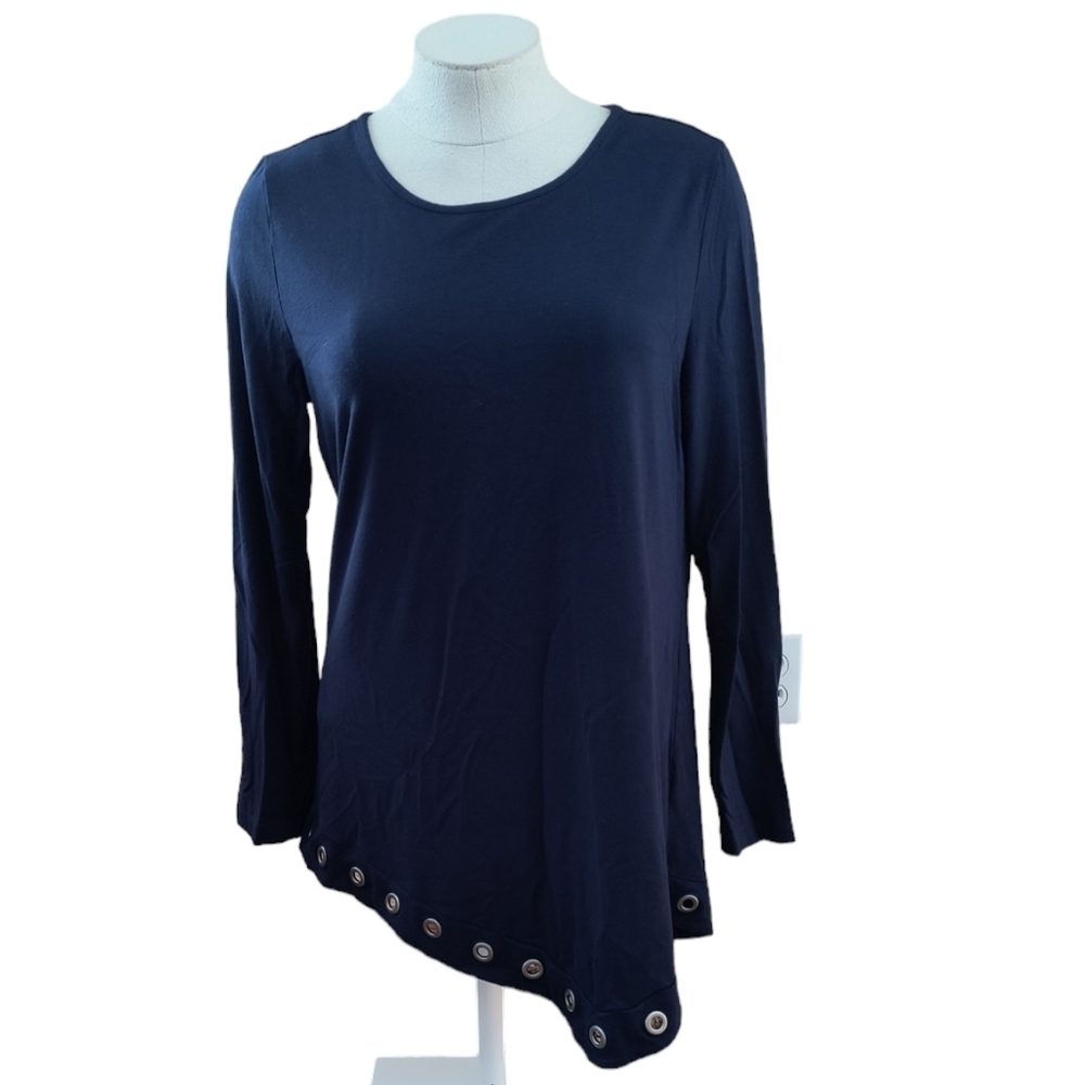 Soft Surroundings Tunic Style Top With Asymmetrical Hem & Grommet Eyelet…